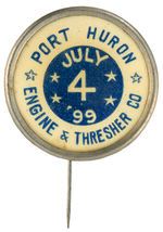 RARE DATED STICKPIN BADGE FOR “PORT HURON ENGINE & THRESHER CO.”