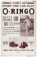 BETTY GRABLE "O-RING-O" RING TOSS GAME STORE SIGN.