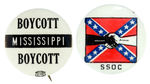 PAIR OF SOUTHERN STATES ISSUED CIVIL RIGHTS BUTTONS FROM THE LEVIN COLLECTION.