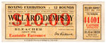 "WILLARD-DEMPSEY" 1919 HEAVYWEIGHT CHAMPIONSHIP COMPLETE FIGHT TICKET.