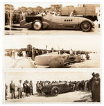 1928 DAYTONA LAND SPEED RACES OVER SIZED REAL PHOTO POSTCARD LOT WITH TOP THREE CARS.