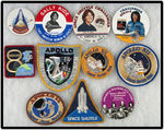 SPACE EXPLORATION COLLECTION OF 21 BUTTONS AND 6 PATCHES.