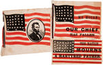 THREE LINCOLN MOURNING FLAGS ON PAPER BY LYBRAND 1865.