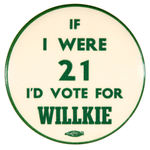 “IF I WERE 21 I’D VOTE FOR WILLKIE”