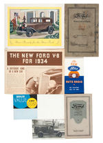 "FORD" BROCHURE/FOLDER LOT PLUS POSTCARD.