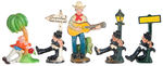 FIVE PIECE FIGURAL BOTTLE OPENER LOT WITH COWBOY & DRUNKS.