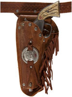 ROY ROGERS "LONG TOM SIX SHOOTER" CAP GUN PAIR & HOLSTER.