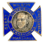 WILSON WITH COATTAILS ENAMEL CONTRIBUTORS BADGE FROM PENNSYLVANIA.