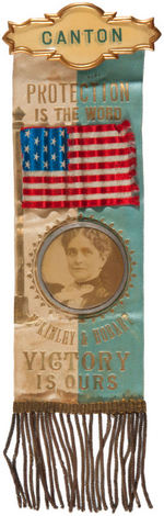 McKINLEY HOMETOWN RIBBON WITH BIG CELLO OF MRS. McKINLEY.