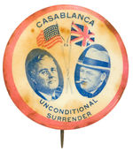 FDR AND CHURCHILL RARE "CASABLANCA" JUGATE BUTTON.