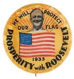 FDR RARE 1932 PORTRAIT AND SLOGAN BUTTON HAKE #2110.