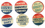 FDR SIX COATTAIL LITHO BUTTONS.