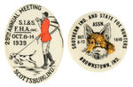 FOX HUNTING PAIR OF RARE INDIANA 1939-1940 BUTTONS.