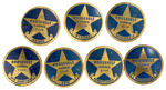 "ROOSEVELT GARNER CLUB" BRASS VERSION BUTTONS FOR SEVEN STATES.