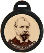 "CHARLES E. HUGHES" REAL PHOTO CELLO ON FIBER BOARD WATCH FOB.