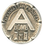 SCARCE “STERLING” VERSION “MANHATTAN PROJECT A BOMB” PARTICIPANT’S BADGE.