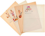 PIN-UP PROTOTYPE STATIONARY ORIGINAL ART LOT OF FIVE.