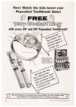 “PEPSODENT FREE DAVY CROCKETT RING” PREMIUM WITH TOOTHBRUSH AND AD.