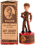 "WALT DISNEY'S DAVY CROCKETT PUSH BUTTON PUPPET" IN BOX.