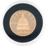 1989-W CONGRESS BICENTENNIAL GOLD COMMEMORATIVE COIN PROOF $5.