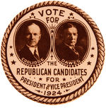 COOLIDGE AND DAWES JUGATE PAPER STICKER MATCHING DESIGN OF HAKE BUTTON #1.