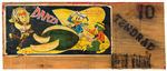 THREE CABALLEROS FRUIT LABEL ON CRATE PANEL.