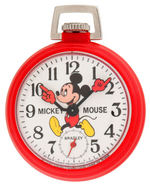 "BRADLEY MICKEY MOUSE" BOXED POCKET WATCH AND BOUTIQUE ALARM CLOCK.