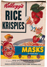 HOWDY DOODY RICE KRISPIES CEREAL BOX WITH HOWDY DOODY MASK.