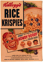 HOWDY DOODY RICE KRISPIES CEREAL BOX WITH DILLY DALLY MASK.