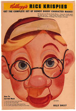 HOWDY DOODY RICE KRISPIES CEREAL BOX WITH DILLY DALLY MASK.