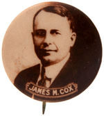 "JAMES M. COX" REAL PHOTO BUTTON.