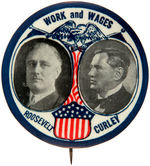 "WORK AND WAGES/ROOSEVELT/CURLEY" LARGE JUGATE.