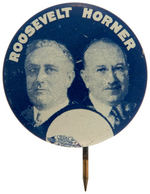 "ROOSEVELT/HORNER" LITHO JUGATE BUTTON.