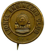 "LIONEL ENGINEERS CLUB" CIRCA LATE 1920's MEMBERS BUTTON.