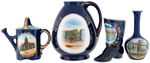 “MAINE” COBALT BLUE TEN PIECE SOUVENIR CHINA COLLECTION.