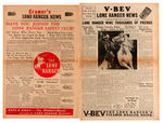 TABLOID SIZE VARIETY “LONE RANGER NEWS” #2 FROM 1937 AND #1 FROM 1938 PREMIUM NEWSPAPER PAIR.