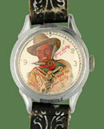 "NEW HAVEN ANIMATED CHARACTER WATCHES" DISPLAY W/WATCHES: GENE AUTRY, DICK TRACY, ANNIE OAKLEY.