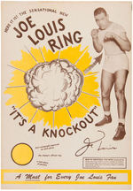 JOE LOUIS PROMO SIGN FOR VERY RARE RING.