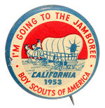 BOY SCOUT NATIONAL JAMBOREE CALIFORNIA 1953 BUTTON.