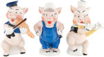 DISNEY'S THREE LITTLE PIGS TOOTHBRUSH HOLDER SET BY MAW OF LONDON.