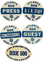 ATLANTA 500 AND DIXIE 500 EARLY NASCAR 1960s RACE BUTTONS.