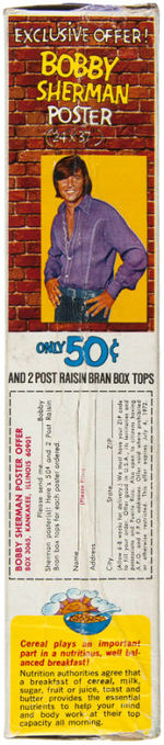 BOBBY SHERMAN "POST RAISIN BRAN" CEREAL BOX.