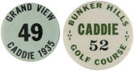 CADDIE GROUP OF SIX BADGES DATED BETWEEN 1935-1972 FROM MUCHINSKY COLLECTION.