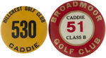 CADDIE GROUP OF SIX BADGES DATED BETWEEN 1935-1972 FROM MUCHINSKY COLLECTION.