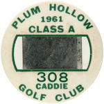 CADDIE GROUP OF SIX BADGES DATED BETWEEN 1935-1972 FROM MUCHINSKY COLLECTION.