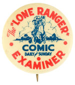 LONE RANGER BUTTON PROMOTING DEBUT OF SUNDAY PAGE SEPT. 11, 1938.