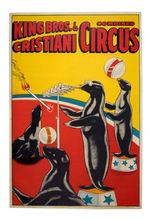 "KING BROS. & CRISTIANI COMBINED CIRCUS" POSTER WITH SEALS.