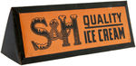 "S&H QUALITY ICE CREAM" COUNTERTOP ADVERTISING SIGN.