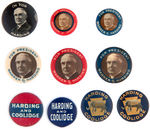 HARDING SIX PICTURE BUTTONS AND FOUR NAME BUTTONS.