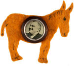 FRANKLIN ROOSEVELT RARE PORTRAIT ON DIE-CUT YELLOW FELT DONKEY FROM 1936.